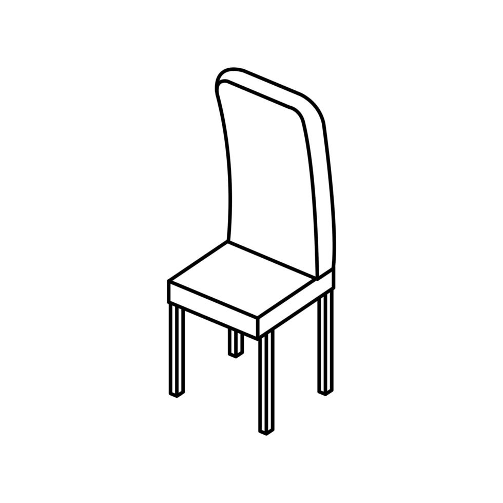 icono de estilo de línea de muebles de silla de madera vector