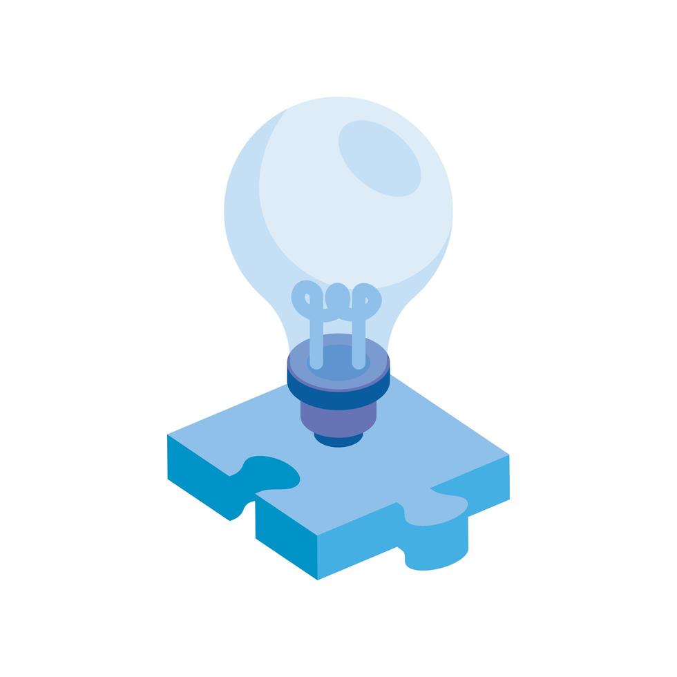 light bulb with puzzle piece isolated icon vector