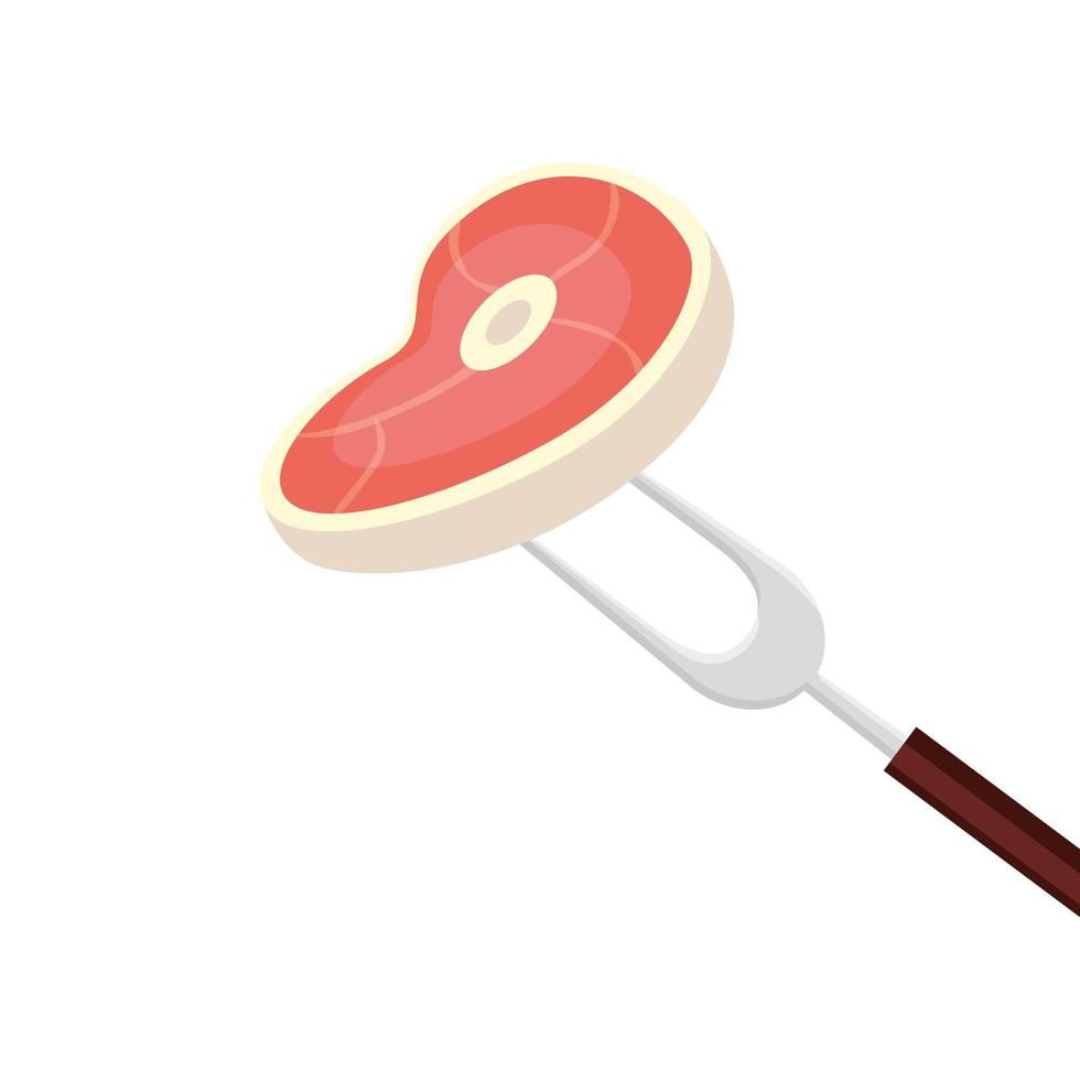 beef steak in fork barbecue isolated icon vector