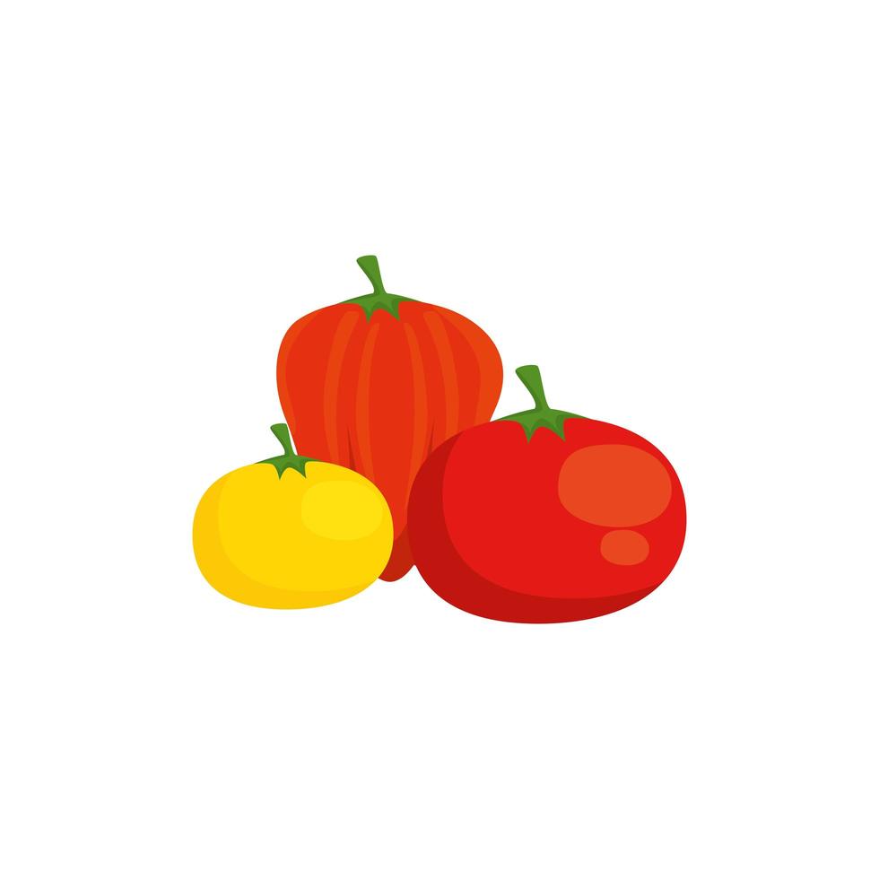 set vegetables fresh isolated icon vector