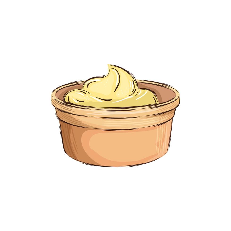 delicious sauce in cup isolated icon vector