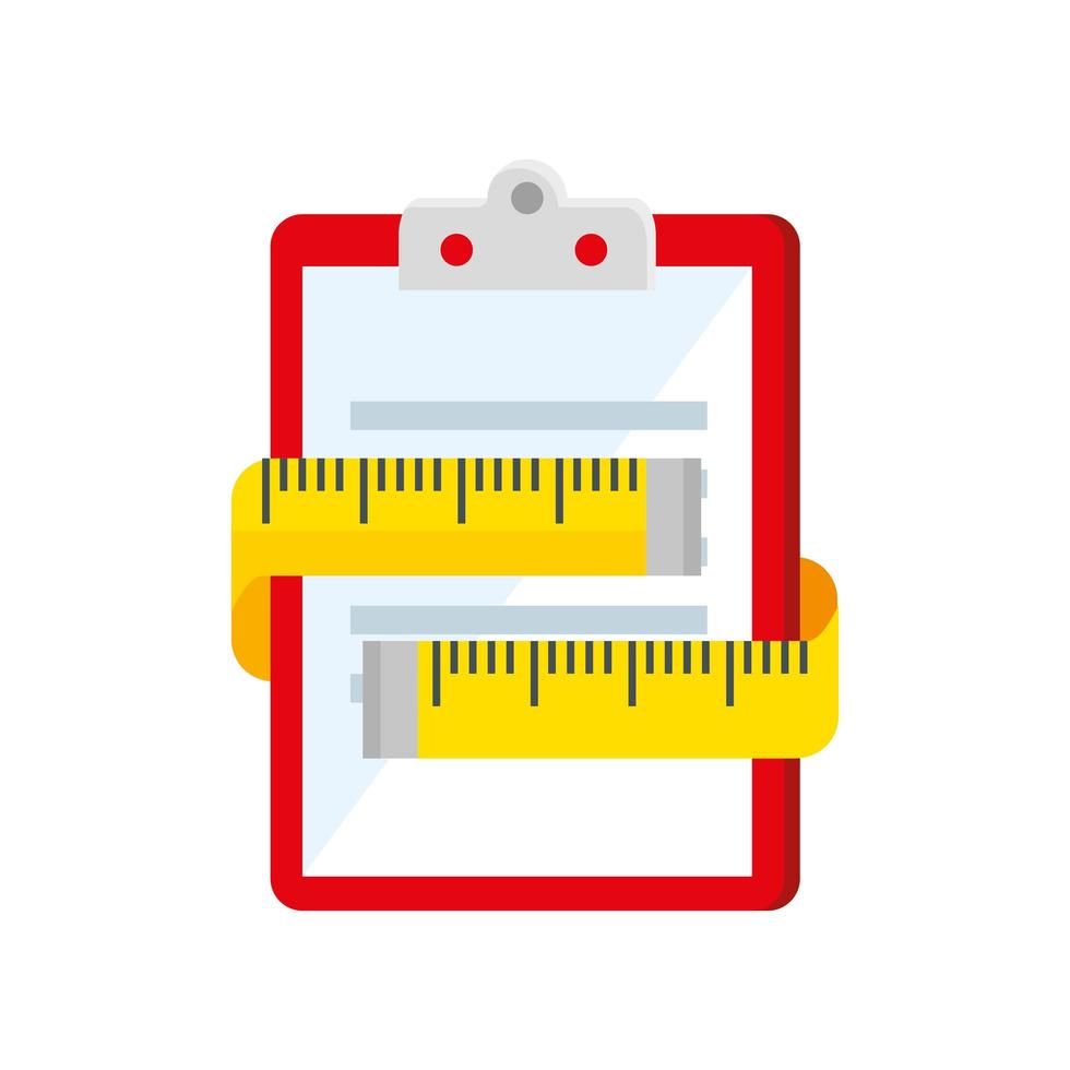 measuring tape and clipboard with paper document vector