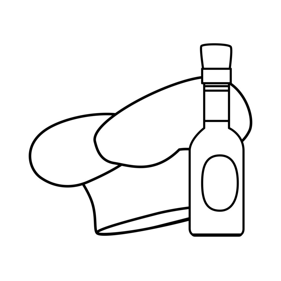 delicious sauce in bottle with hat chef line style icon vector