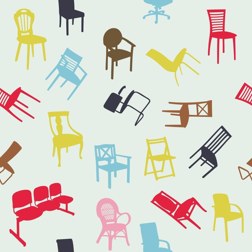 Big set of home chair silhouettes seamless pattern vector