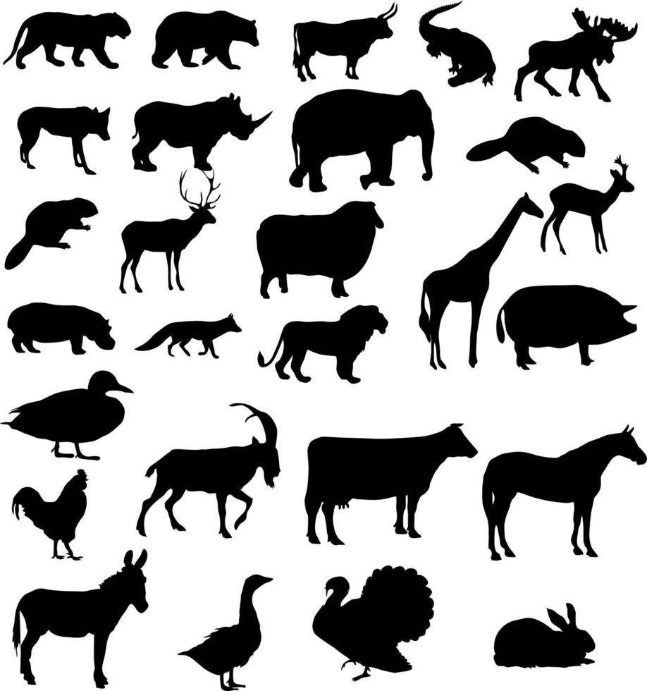 vector set of animals silhouette