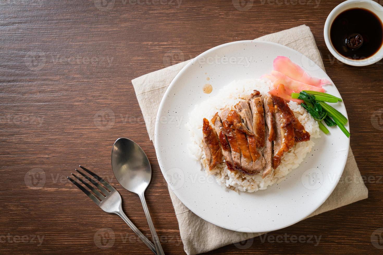 pato asado con arroz foto
