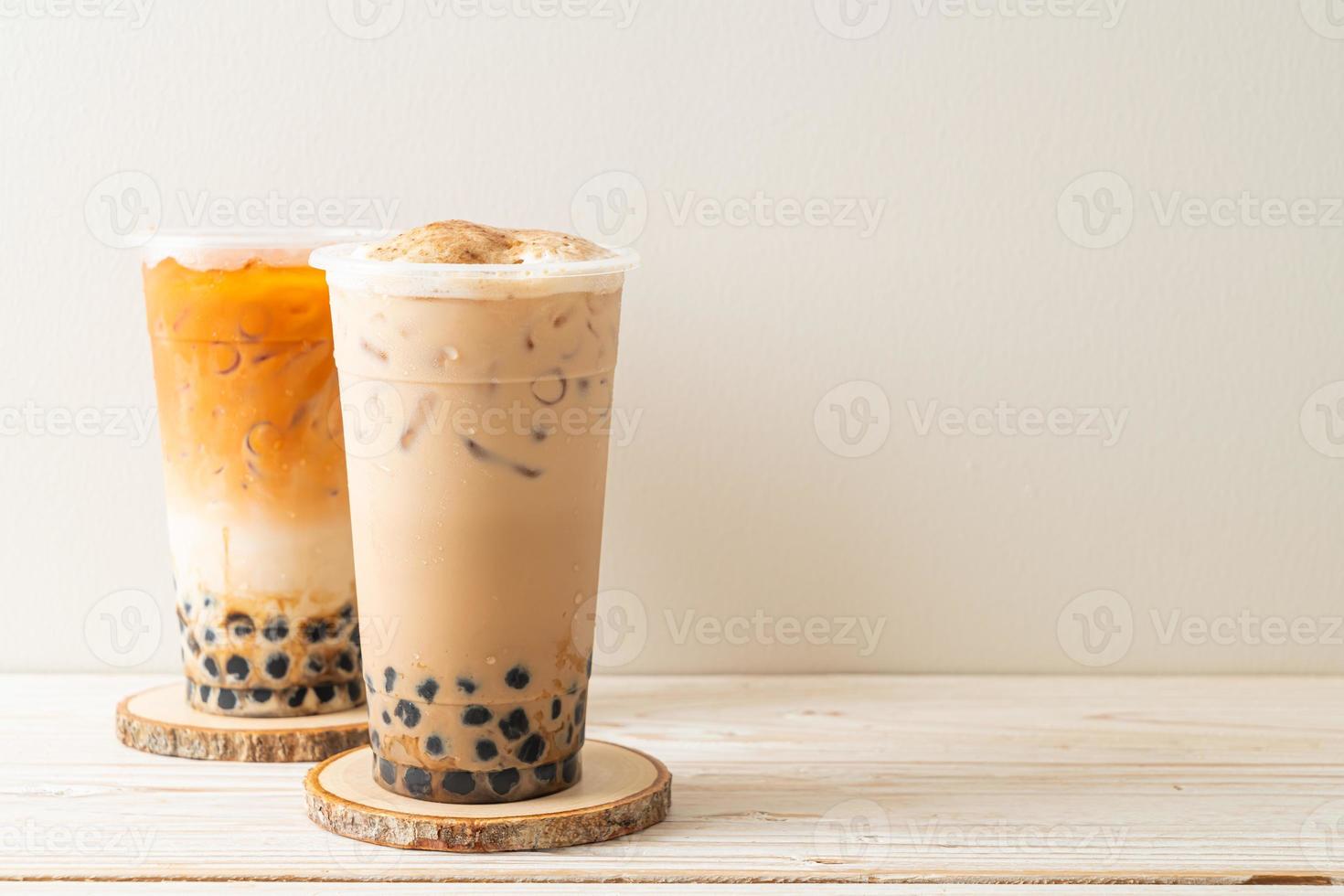 Taiwan milk tea and Thai milk tea with bubbles photo