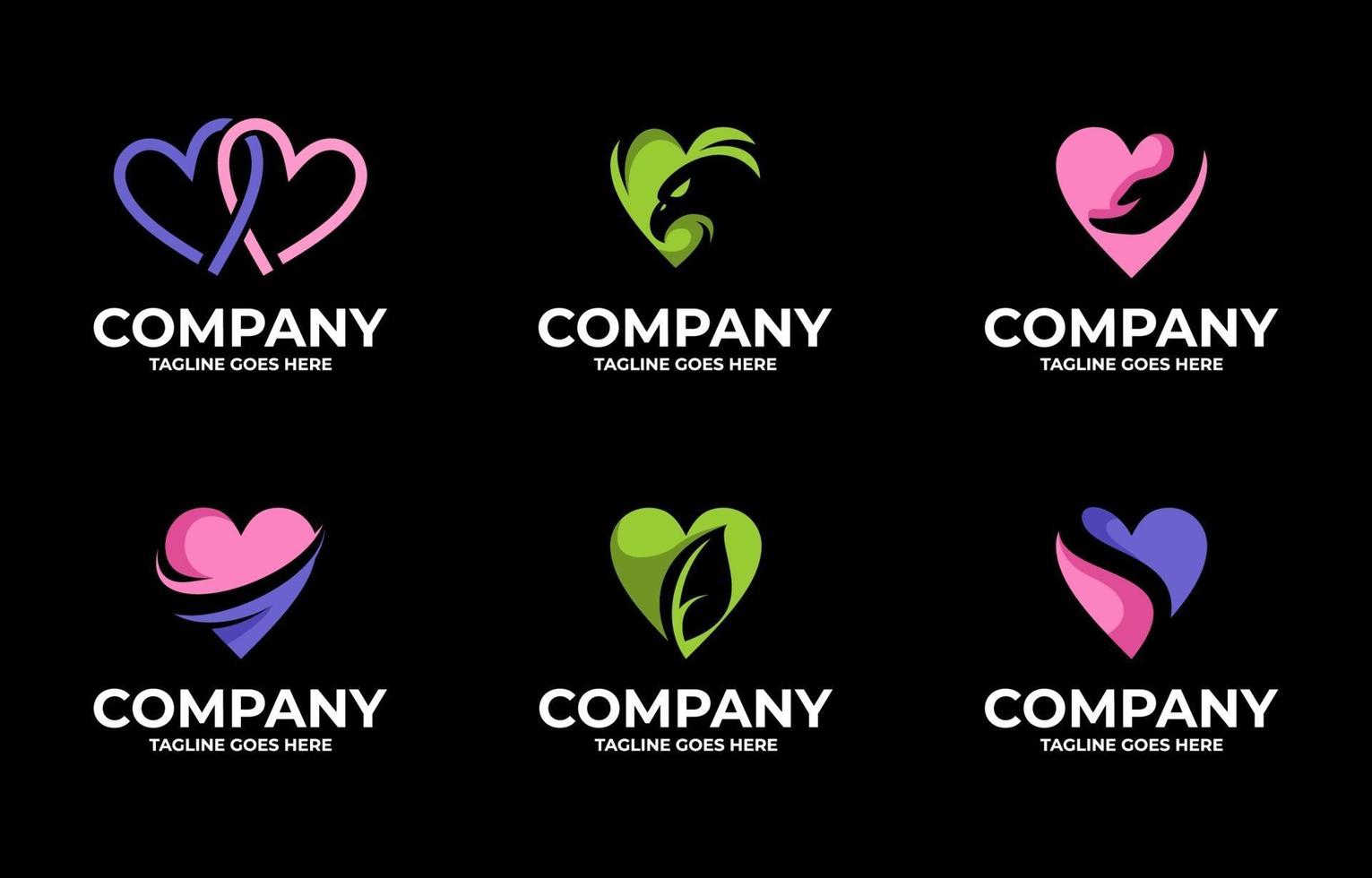 conjunto de concepto de logotipo de corazón vector