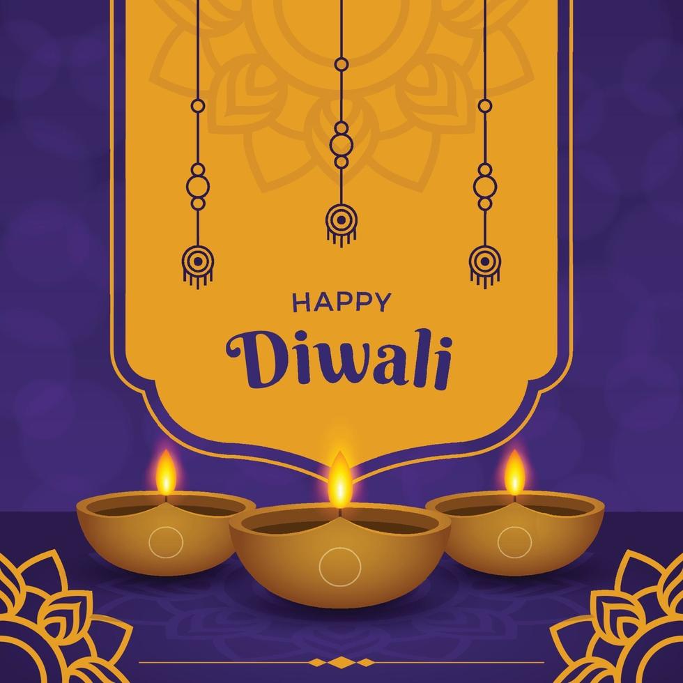 Happy Diwali Purple Background vector
