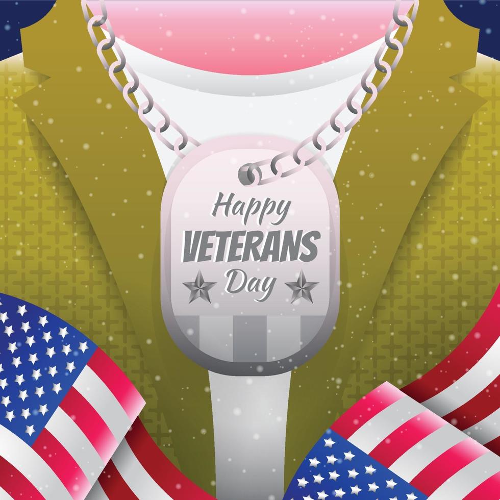 Happy Veterans Day with Flag Background Template vector