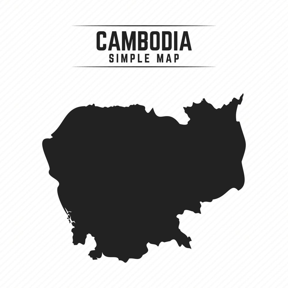 Simple Black Map of Cambodia Isolated on White Background vector