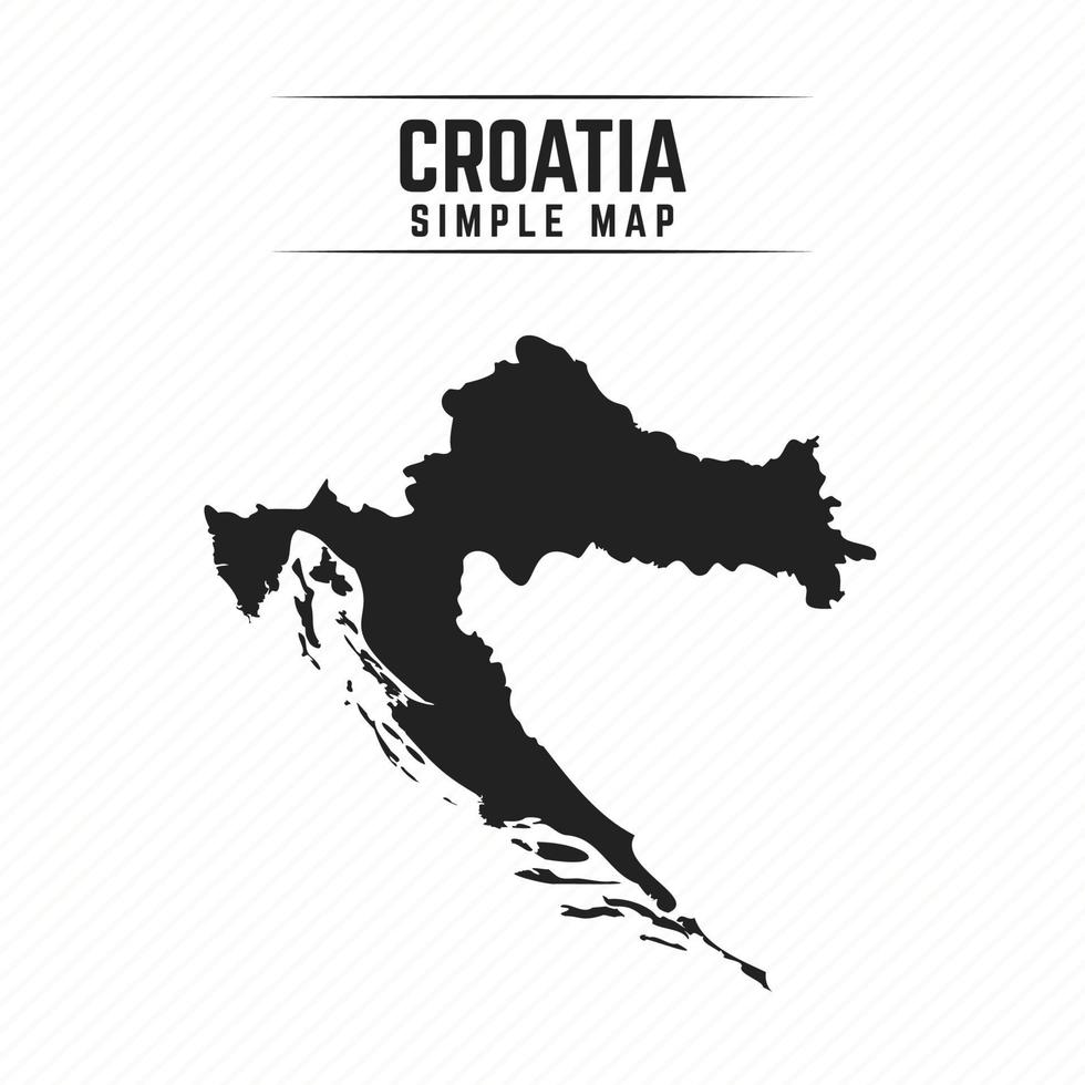 Mapa negro simple de Croacia aislado sobre fondo blanco. vector