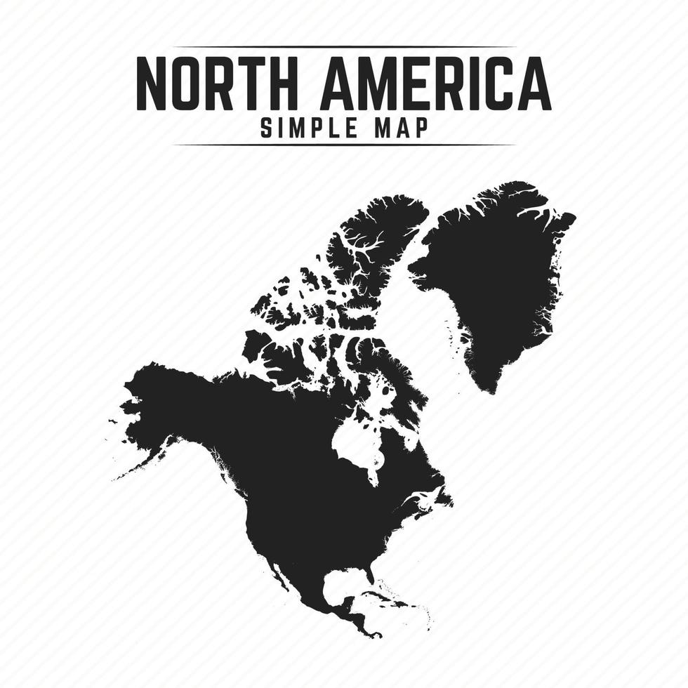 Simple Black Map of North America Isolated on White Background vector