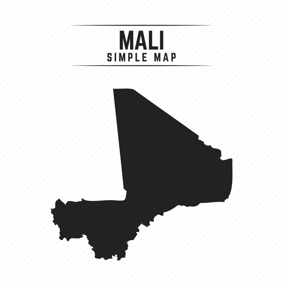 Simple Black Map of Mali Isolated on White Background vector
