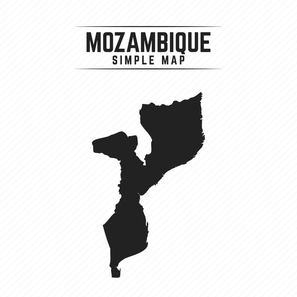 Mapa negro simple de Mozambique aislado sobre fondo blanco. vector