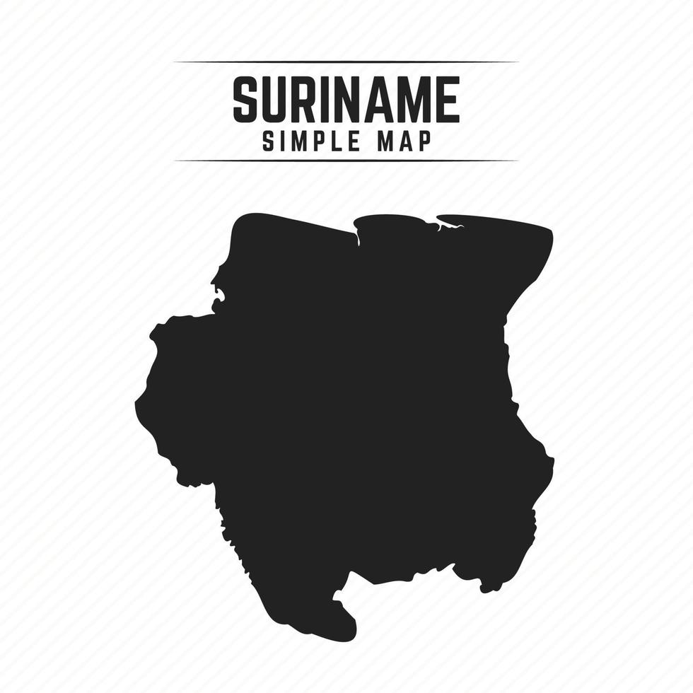 Simple Black Map of Suriname Isolated on White Background vector