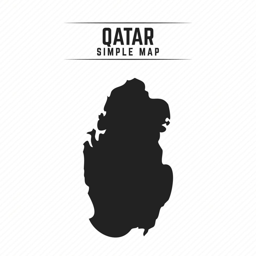 Simple Black Map of Qatar Isolated on White Background vector