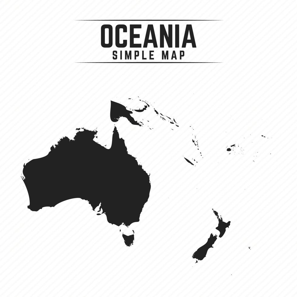 Simple Black Map of Oceania Isolated on White Background vector