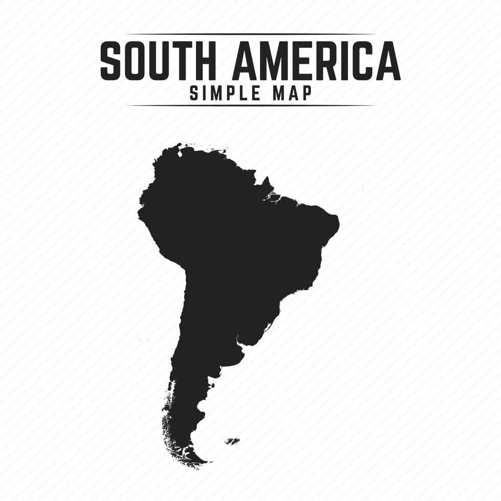 Simple Black Map of South America Isolated on White Background vector