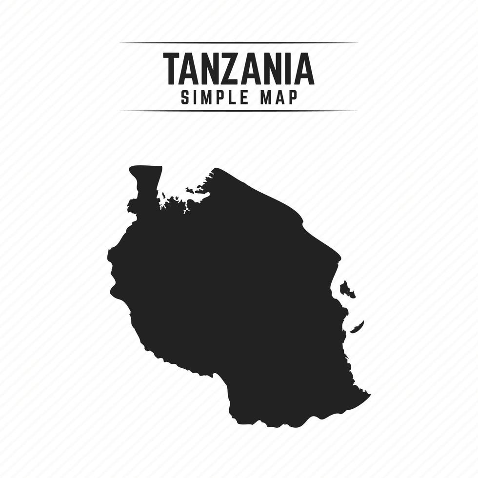 Sencillo mapa negro de Tanzania aislado sobre fondo blanco. vector