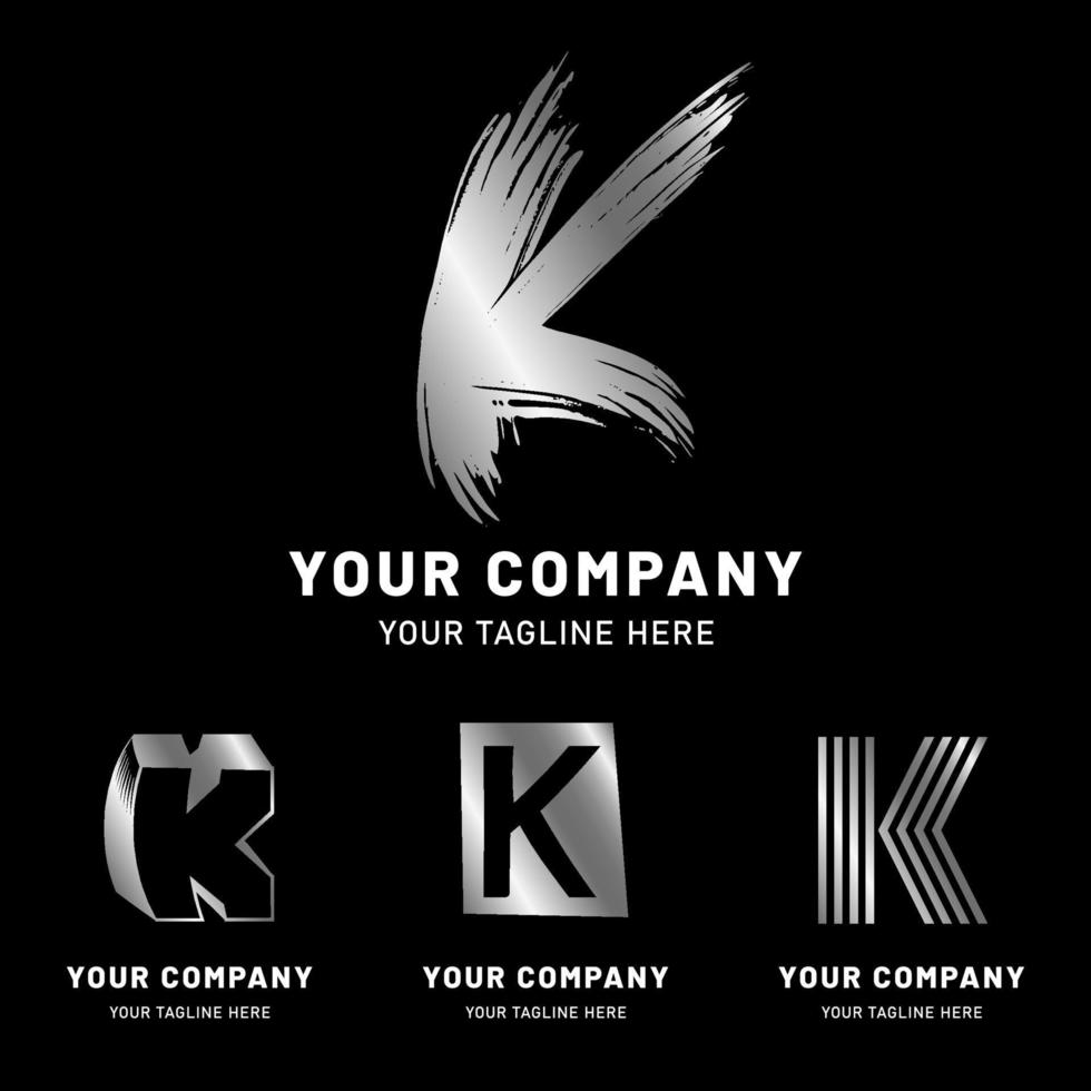 Modern Silver Letter K Logo Collection vector