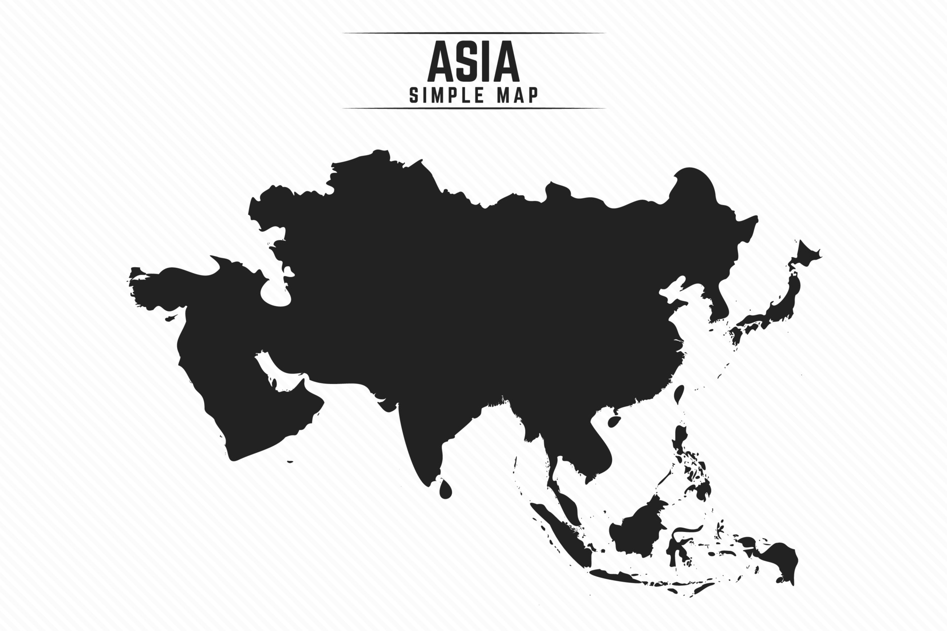 Black And White Map Of Asia