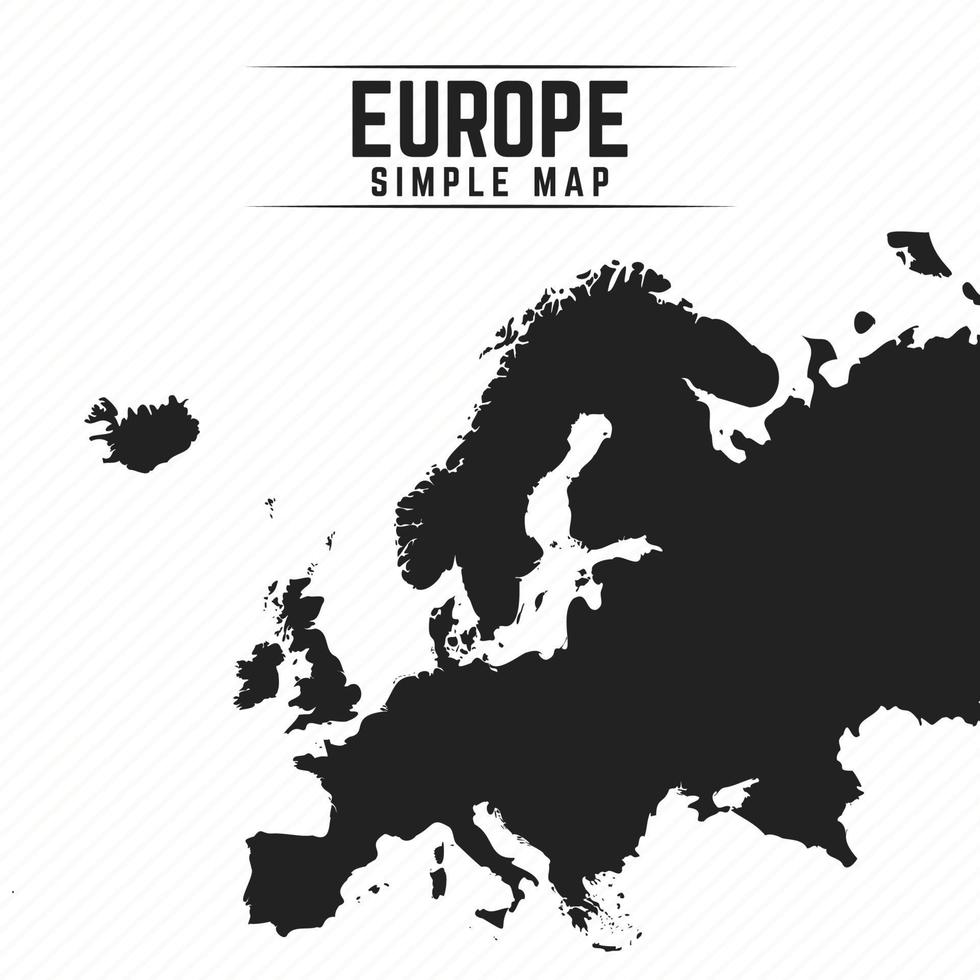 Simple Black Map of Europe Isolated on White Background vector