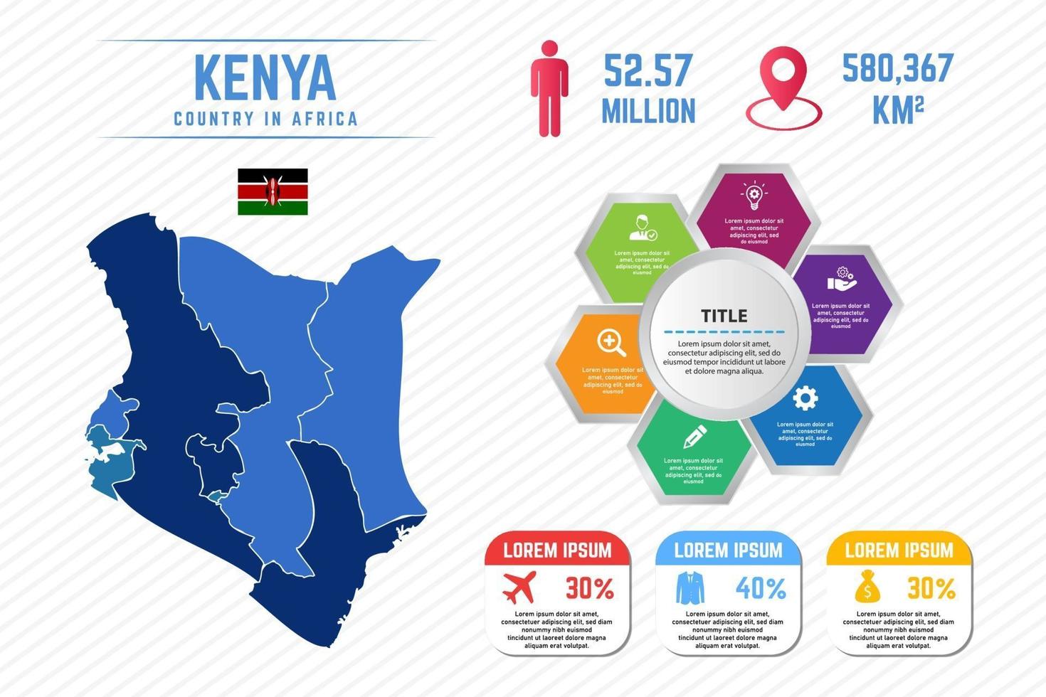 colorida plantilla de infografía de mapa de kenia vector