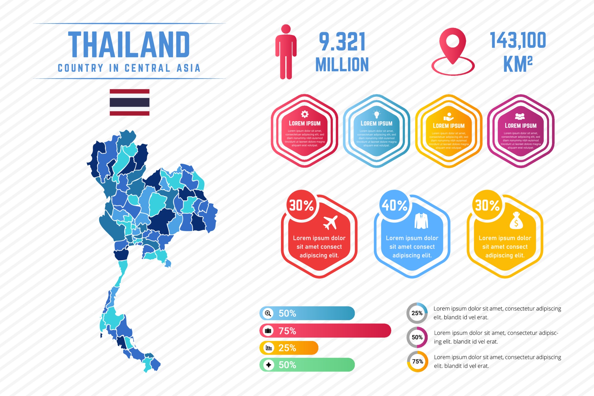 Colorful Thailand Map Infographic Template 3249662 Vector Art at Vecteezy