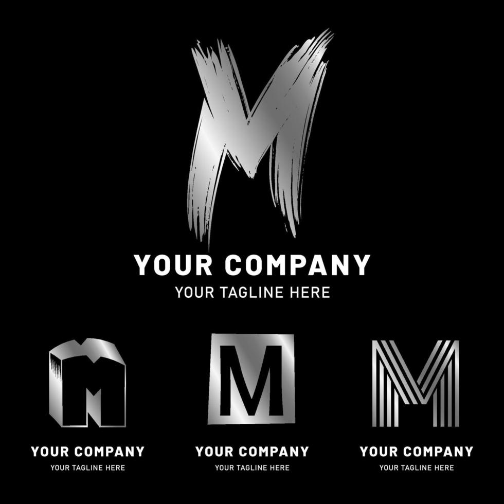moderna colección de logotipos de la letra m plateada vector