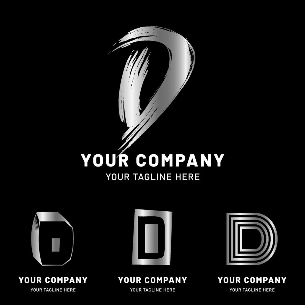 Modern Silver Letter D Logo Collection vector