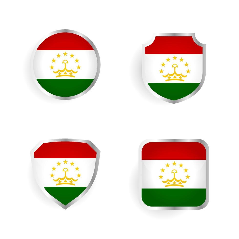 colección de etiquetas y distintivos del país de Tayikistán vector