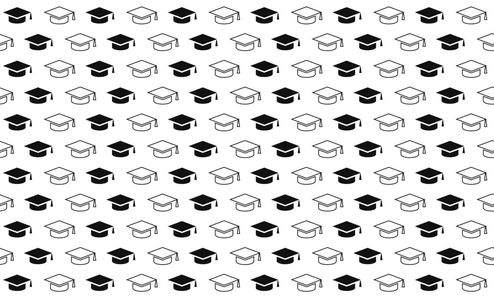 Black and White Graduation Cap Seamless Pattern vector