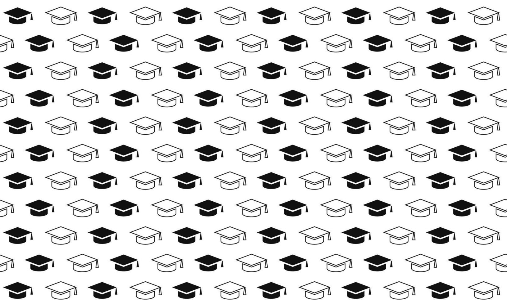 gorro de graduación en blanco y negro de patrones sin fisuras vector