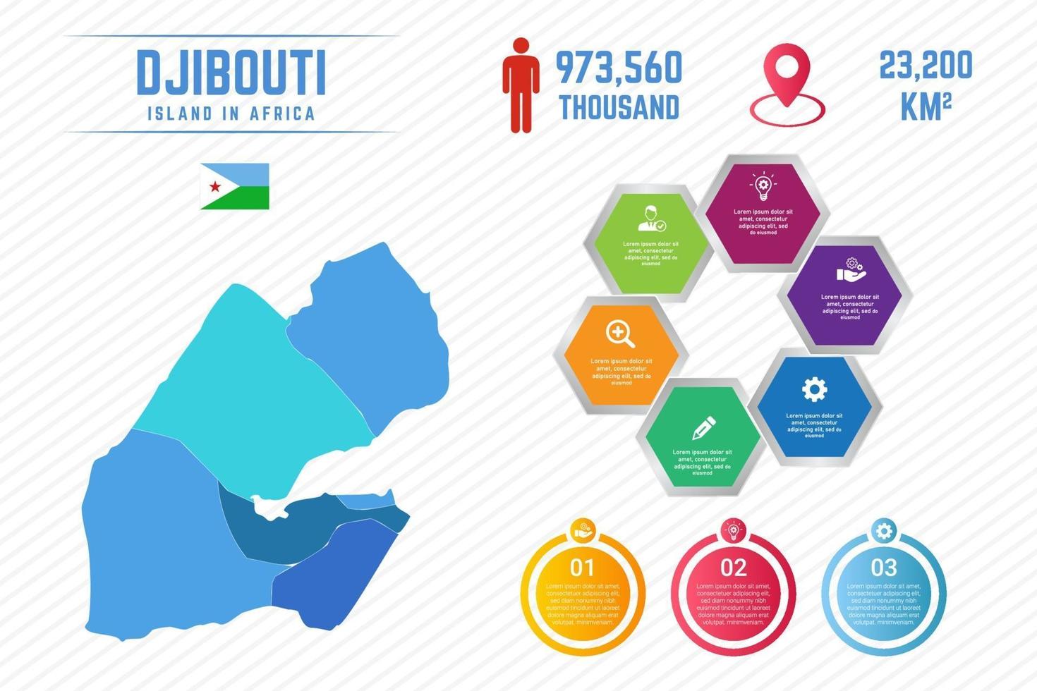 Plantilla de infografía de mapa colorido djibouti vector