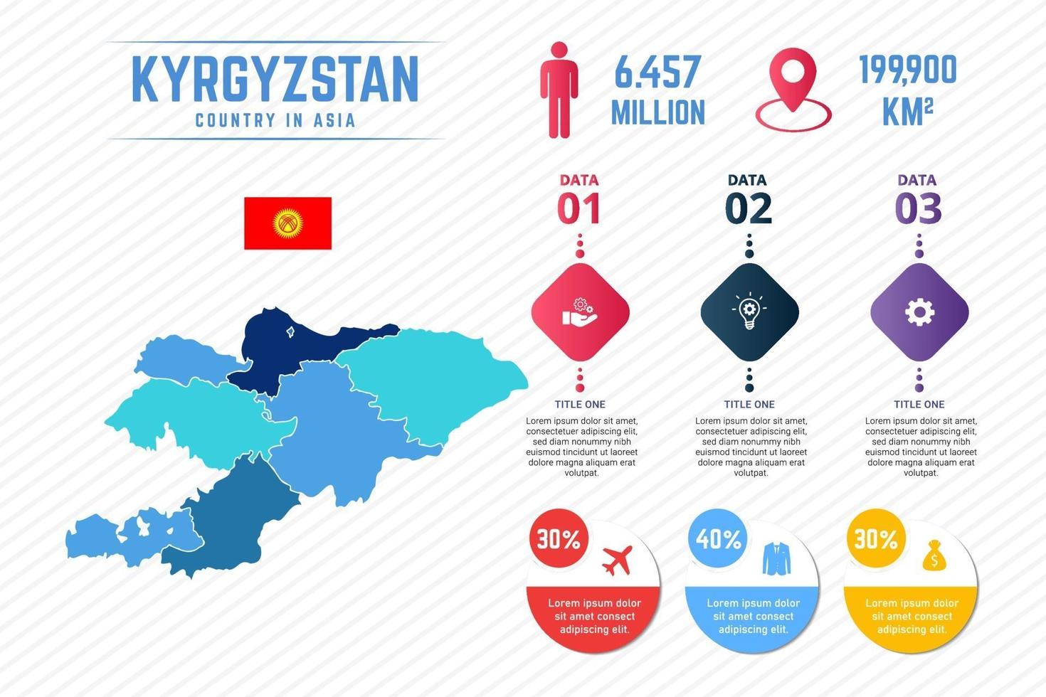 Colorful Kyrgyzstan Map Infographic Template vector