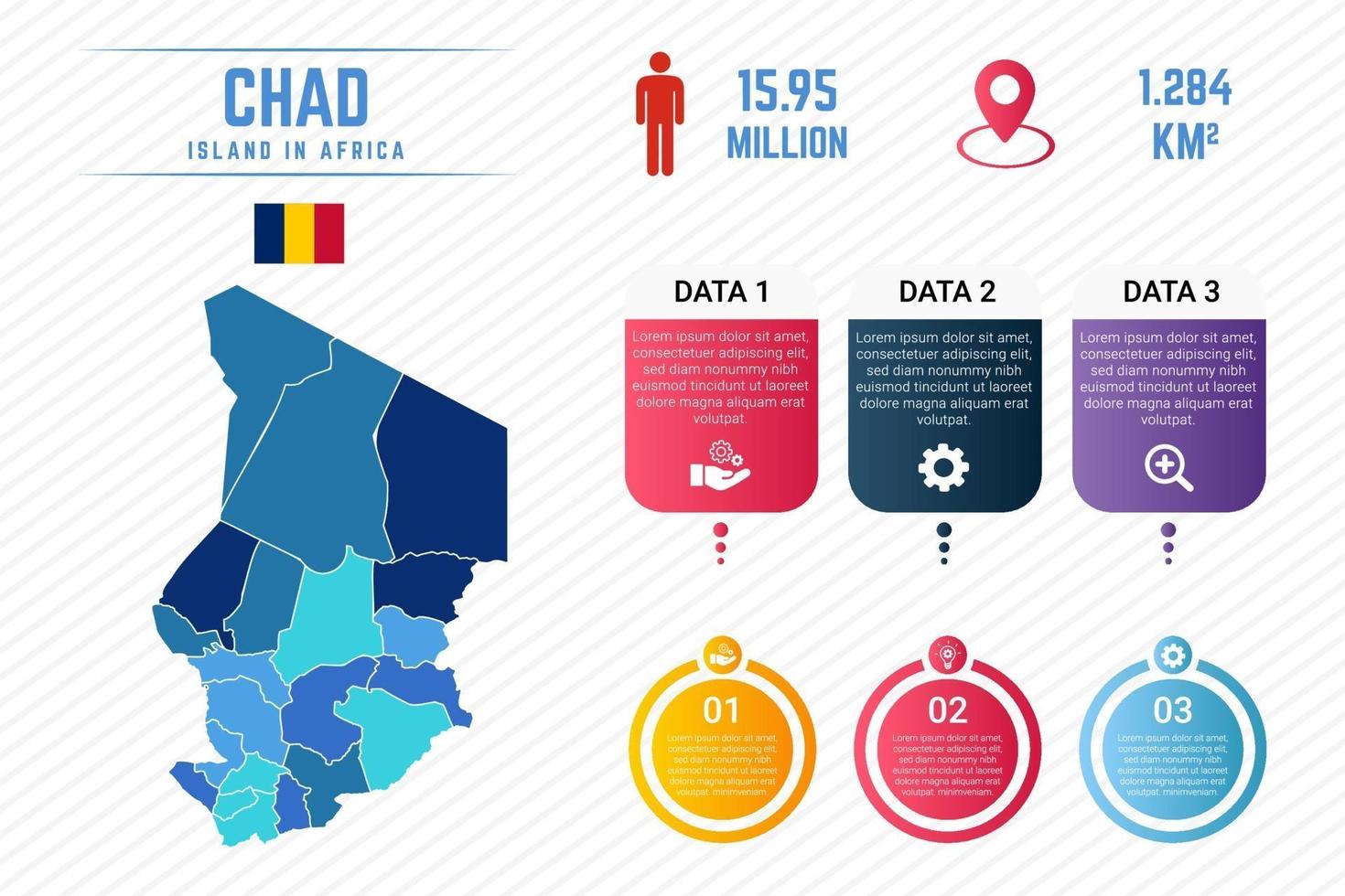 Colorful Chad Map Infographic Template vector