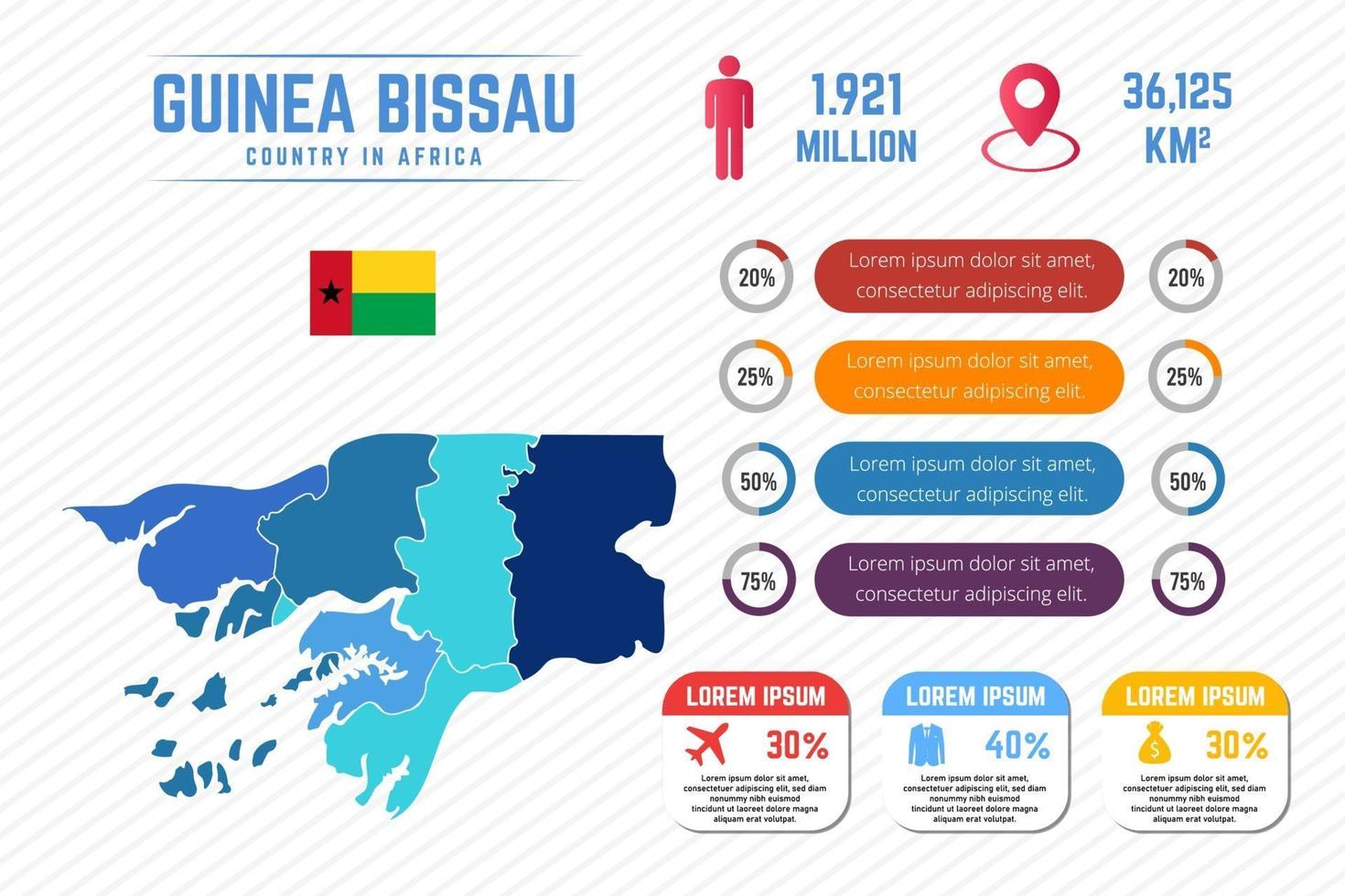 Colorful Guinea Bissau Map Infographic Template vector