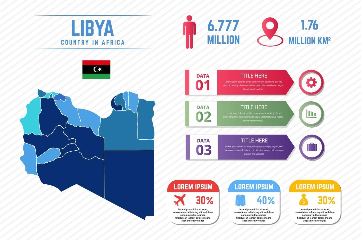 colorida plantilla de infografía de mapa de libia vector