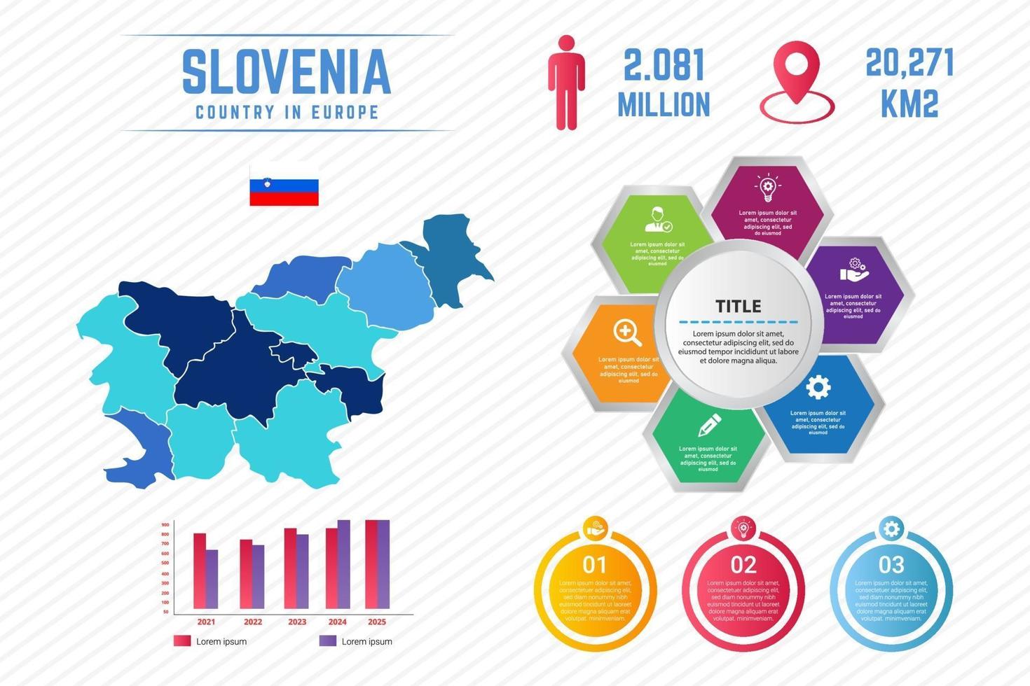 Plantilla de infografía de mapa colorido de Eslovenia vector