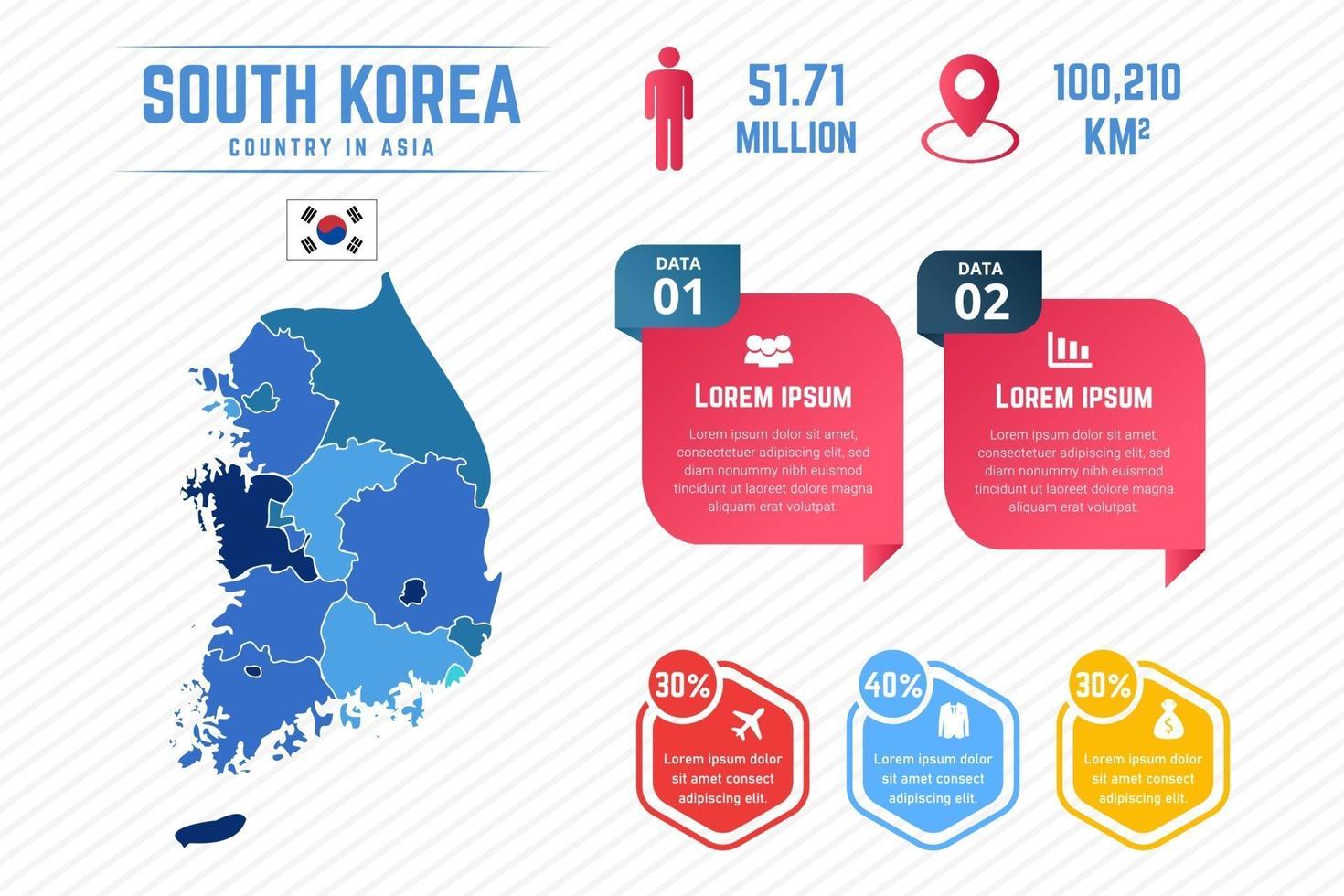 Colorful South Korea Map Infographic Template vector