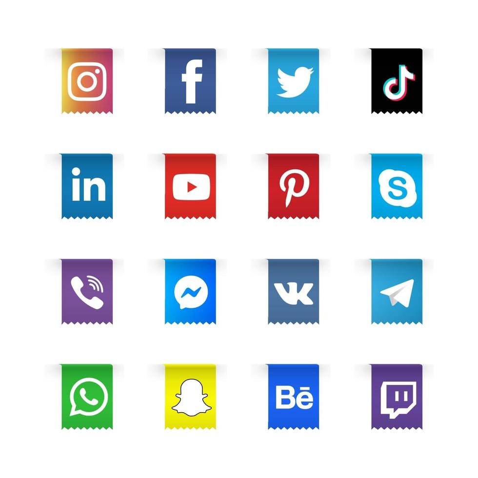 colección de etiquetas de redes sociales modernas vector