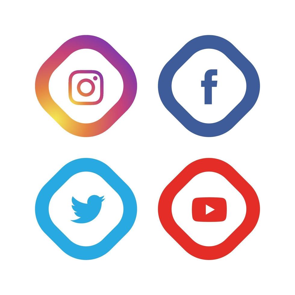 colorida colección de iconos de redes sociales populares vector