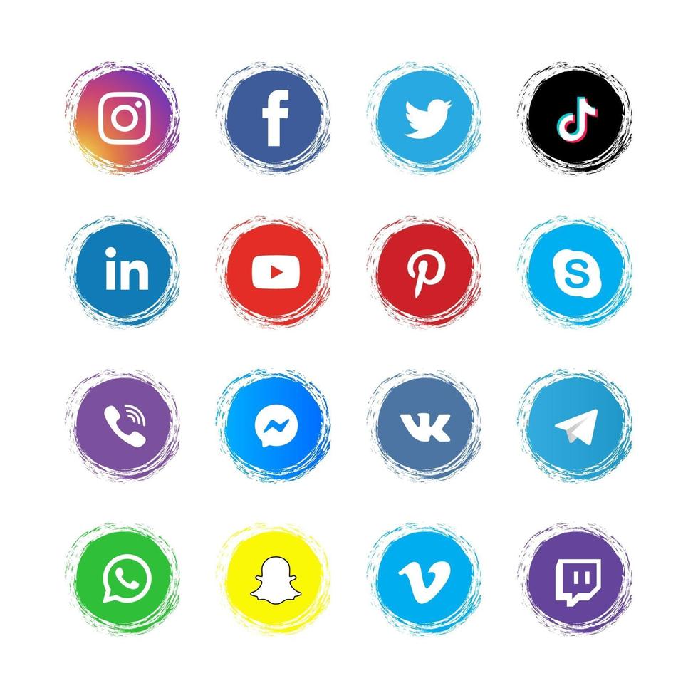 Colored Social Media Logo Icons Pack vector