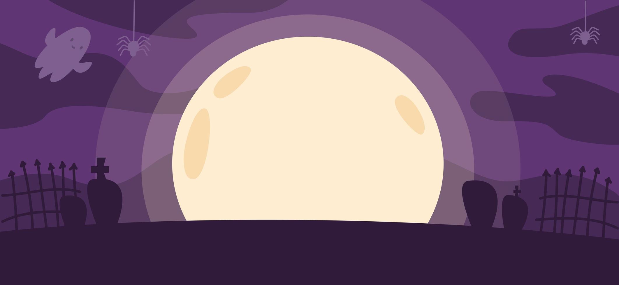 Halloween a la luz de la luna. banner horizontal. copyspace para texto vector