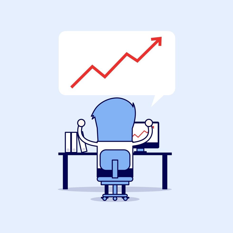 Successful Businessman with growth chart. vector