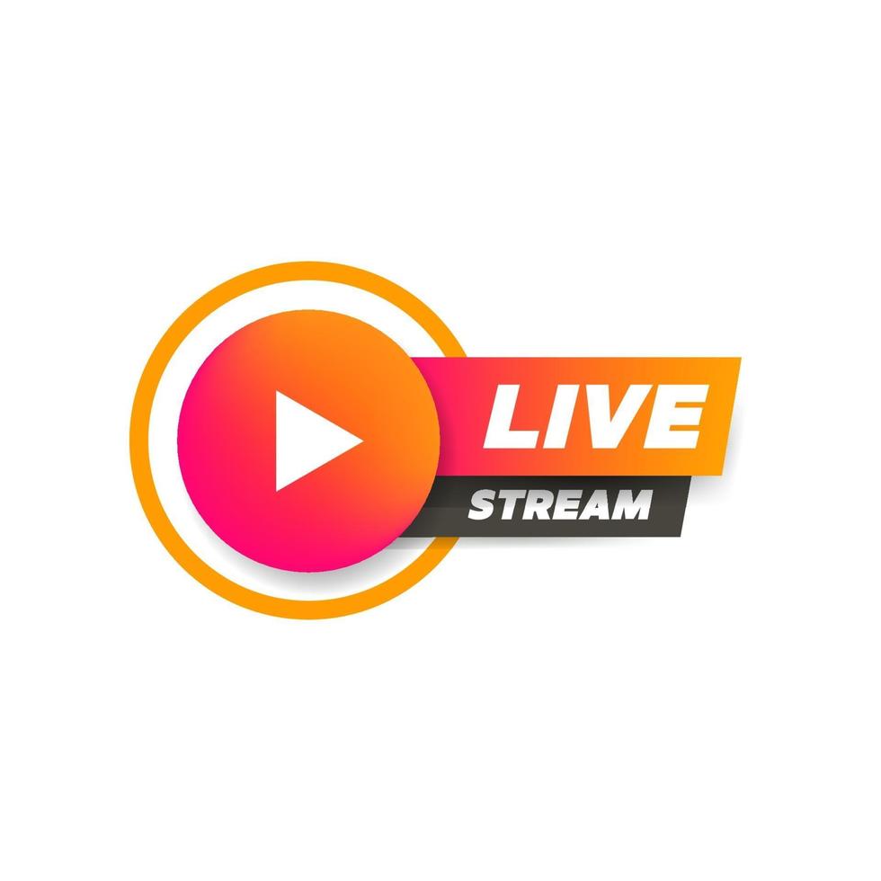 Live stream with play button icon symbol. vector