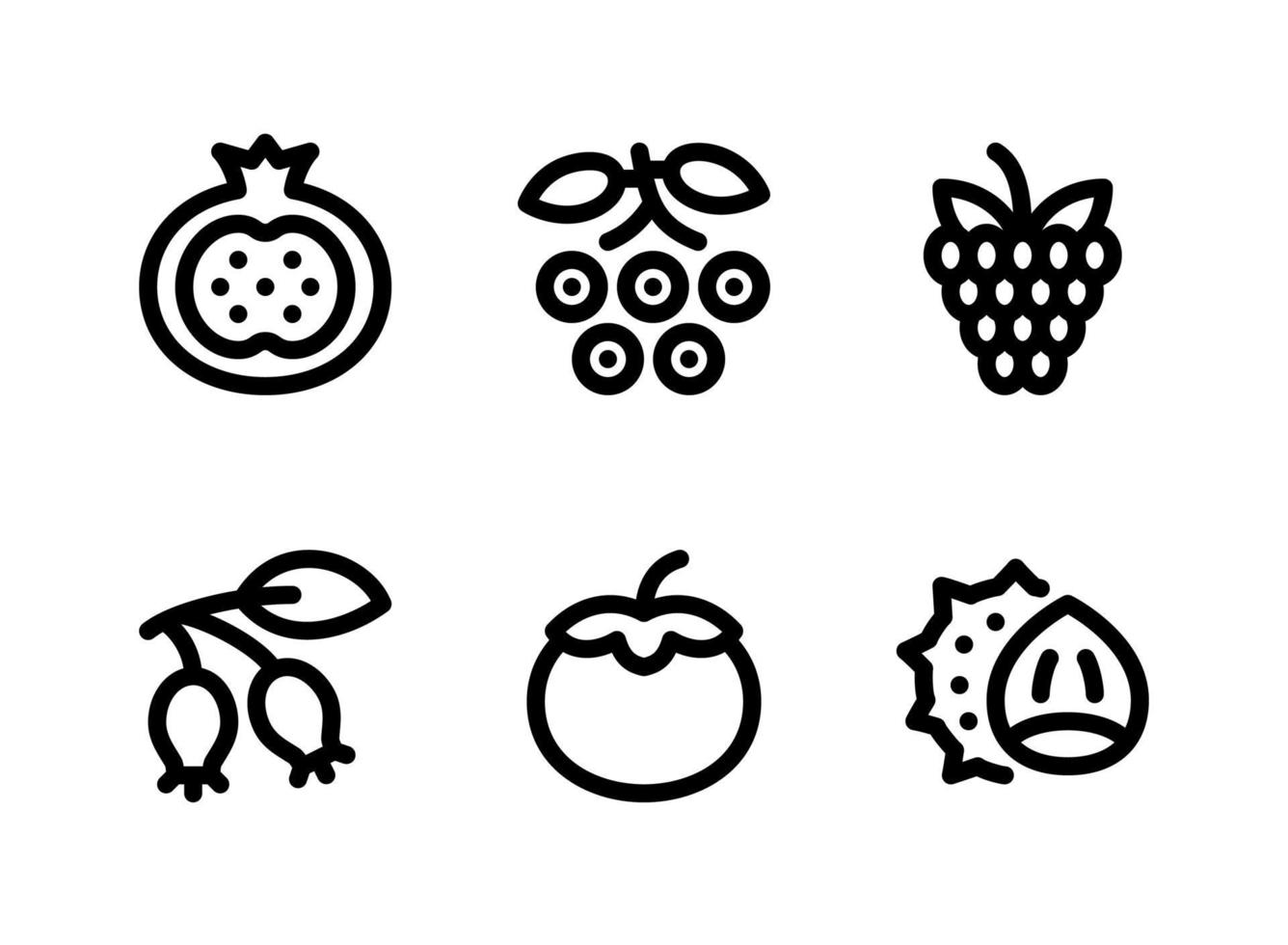 conjunto simple de iconos de líneas vectoriales relacionadas con frutas de otoño vector