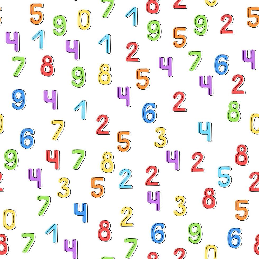Seamless pattern of multicolored numbers on a white background vector
