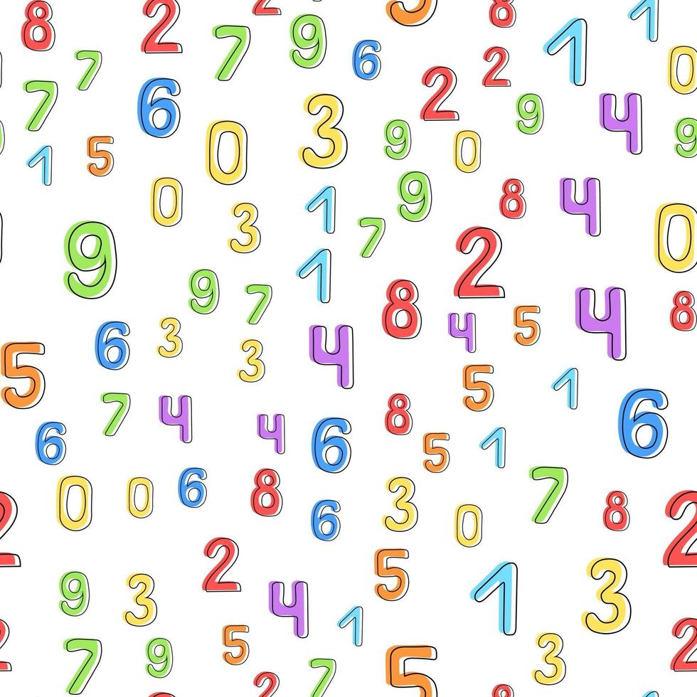 Seamless pattern of multicolored numbers on a white background vector